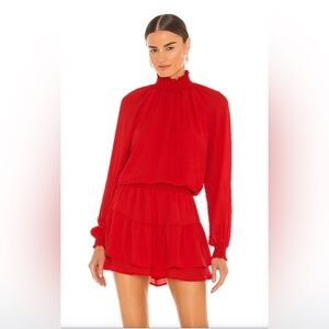 Krisa Revolve Turtleneck Ruffle Skirt Red Affair‎ Long Sleeve Mini Dress Medium